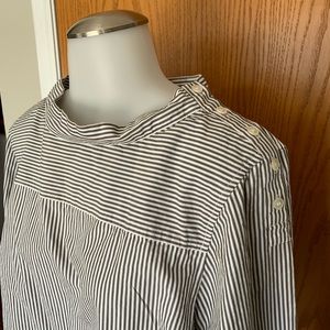 J. Crew funnel neck high low button up